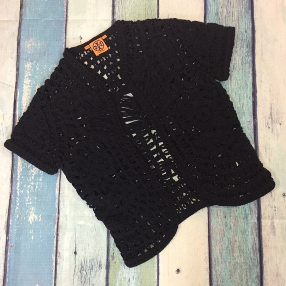 Tory Burch Navy Crochet Cardigan Sweater Medium